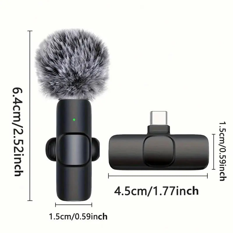 Professional Wireless Mini Microphone Set for iPhone/Smartphone - Dual Lapel Microphones with Enhanced Audio Clarity for Video Recording, Interviews, and Vlogs - Noise Reduction and High-Quality Stereo Wireless Vlogging Solution