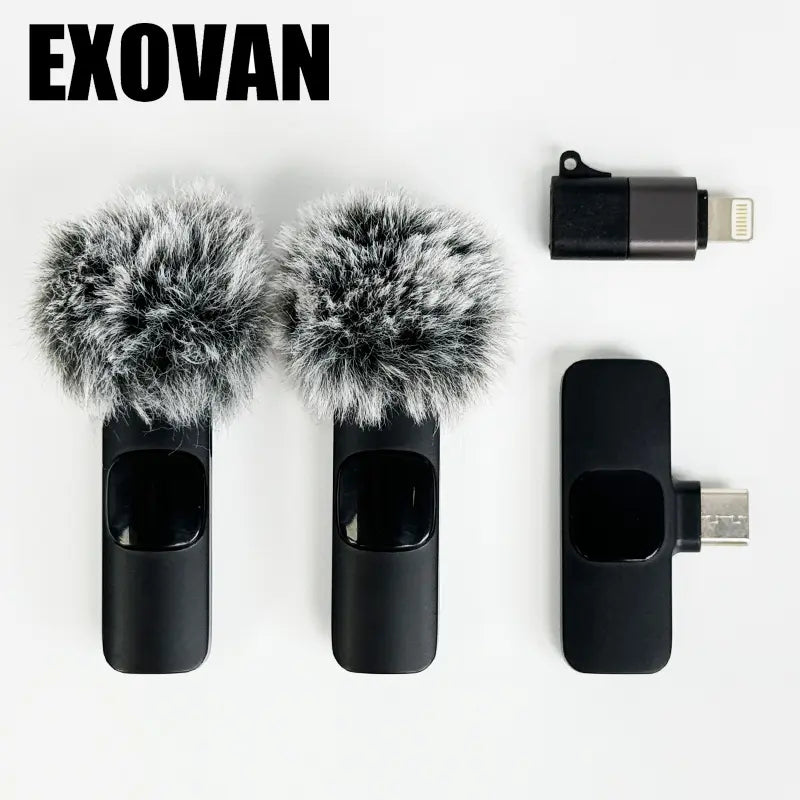 Professional Wireless Mini Microphone Set for iPhone/Smartphone - Dual Lapel Microphones with Enhanced Audio Clarity for Video Recording, Interviews, and Vlogs - Noise Reduction and High-Quality Stereo Wireless Vlogging Solution