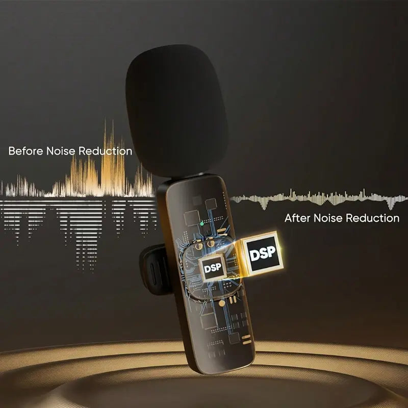 Professional Wireless Mini Microphone Set for iPhone/Smartphone - Dual Lapel Microphones with Enhanced Audio Clarity for Video Recording, Interviews, and Vlogs - Noise Reduction and High-Quality Stereo Wireless Vlogging Solution